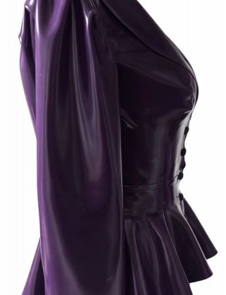 Latex Jacke mit Puffärmeln, Schalkragen & Volant-Schoesschen